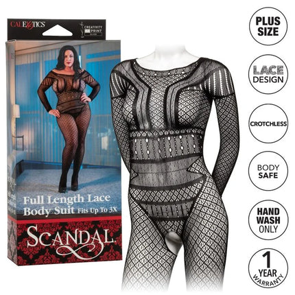 Calexotics spitzen-bodysuit in übergröße schwarzer spitzen-body mit ganzkörpermuster und offenem schritt