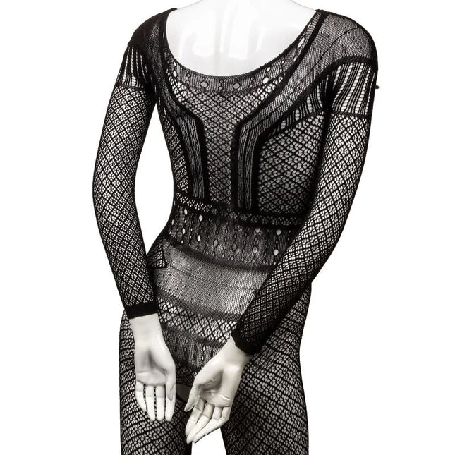 CaleXotics spitzen bodysuit in übergröße schwarzer trägerloser mesh bodysuit mit langen ärmeln und figurbetontem design