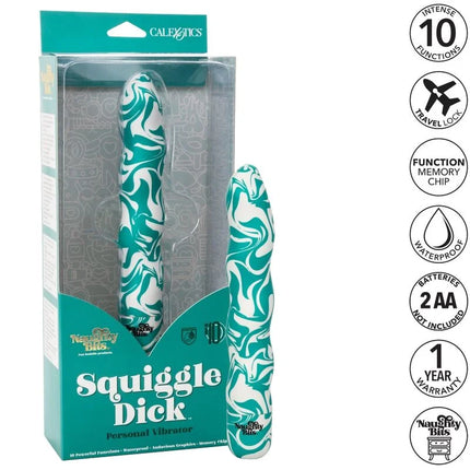 Teal und weiße marmorierte silikon-vibrator mit ergonomischem design von calexotics squiggle dick persönlich