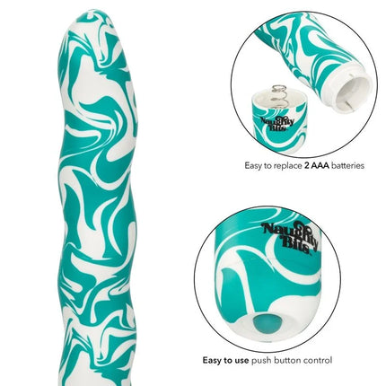 Teal und weiße gemusterte silikon erwachsenenspielzeug mit druckknopfsteuerung von calexotics squiggle dick persönlich