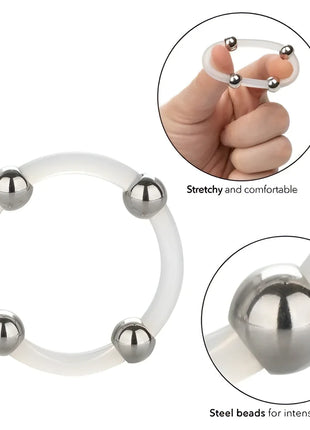 CALEXOTICS - STAHLPERLEN-SILIKONRING L - Penisring ohne Vibration