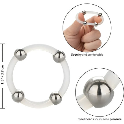 CALEXOTICS - STAHLPERLEN-SILIKONRING L - Penisring ohne Vibration