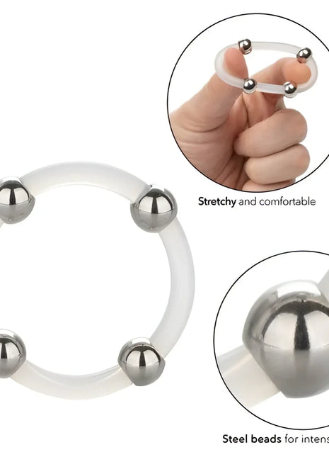 CALEXOTICS - STAHLPERLEN-SILIKONRING L - Penisring ohne Vibration