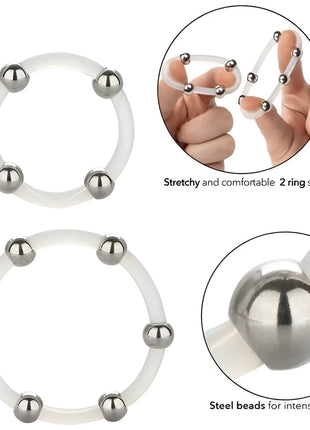 CALEXOTICS - STAHLPERLEN-SILIKONRING-SET - Penisring ohne Vibration
