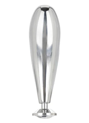 Shiny chrome-finished teardrop-shaped table lamp with faceted crystal base from CalExotics Star Fucker Glider Plug