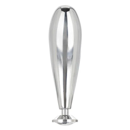 Shiny chrome-finished teardrop-shaped table lamp with faceted crystal base from CalExotics Star Fucker Glider Plug