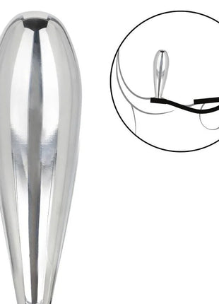 Shiny chrome-finished metal tuning fork with sleek elongated teardrop shape from calexotics star fucker glider plug