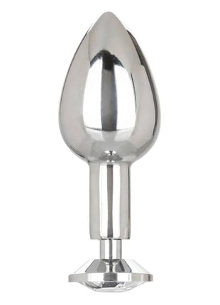 Shiny silberner metallischer analplug mit facettiertem kristallboden von calexotics star fucker mini plug
