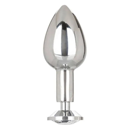 Shiny silberner metallischer analplug mit facettiertem kristallboden von calexotics star fucker mini plug