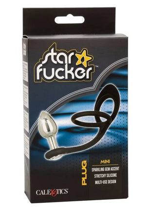 Calexotics star fucker mini plug aus dehnbarem silikon in schwarz und silber mit funkelndem schmuckstein akzent