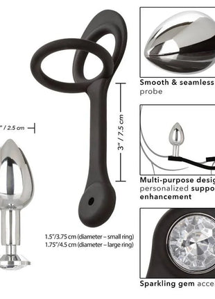 Calexotics star fucker mini plug schwarzer silikon-analplug mit metallischer, nahtloser spitze und funkelndem stein