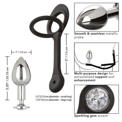 Calexotics star fucker mini plug schwarzer silikon-analplug mit metallischer, nahtloser spitze und funkelndem stein