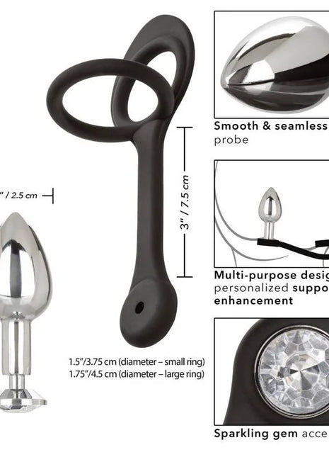 Calexotics star fucker mini plug schwarzer silikon-analplug mit metallischer, nahtloser spitze und funkelndem stein
