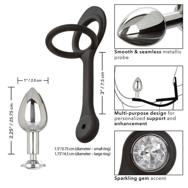 Calexotics star fucker mini plug schwarzer silikon-analplug mit metallischer, nahtloser spitze und funkelndem stein