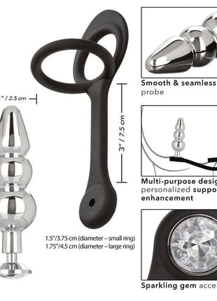 Calexotics star fucker perlenstecker silberner metallischer stift mit schwarzem silikongriff und funkelndem schmuckstein