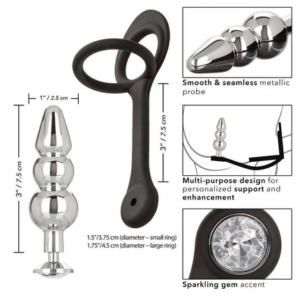 Calexotics star fucker perlenstecker silberner metallischer stift mit schwarzem silikongriff und funkelndem schmuckstein