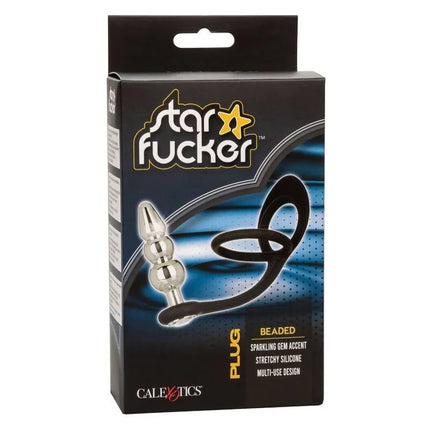 Silberner perlenstecker star fucker von cale&tics mit funkelndem stein und elastischer silikonbasis