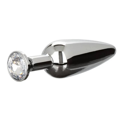 Shiny chrom verchromter analplug mit facettiertem kristallstein im kopf von calexotics star fucker slim plug