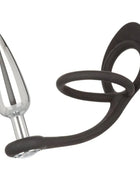 Schwarzer silikonring mit verchromter metallsonde calexotics star fucker slim plug produktbild