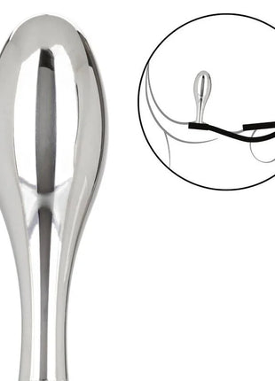 Shiny silberner metallischer löffelförmiger plug mit schlankem griff und abgerundetem becher von calexotics star fucker teardrop plug