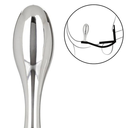 Shiny silberner metallischer löffelförmiger plug mit schlankem griff und abgerundetem becher von calexotics star fucker teardrop plug