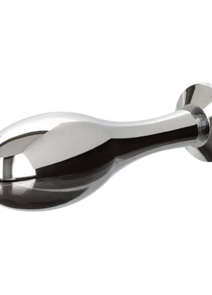 Shiny chrome-plated metal anal plug mit glattem, abgerundetem kopf und breitem griff von calexotics star fucker teardrop plug