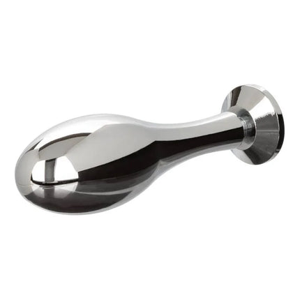 Shiny chrome-plated metal anal plug mit glattem, abgerundetem kopf und breitem griff von calexotics star fucker teardrop plug