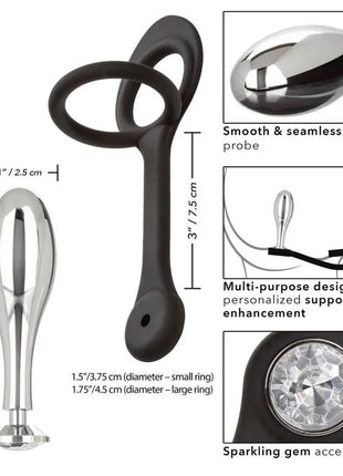 Calexotics star fucker teardrop plug analplug aus schwarzem und chrommetal mit funkelndem stein akzent