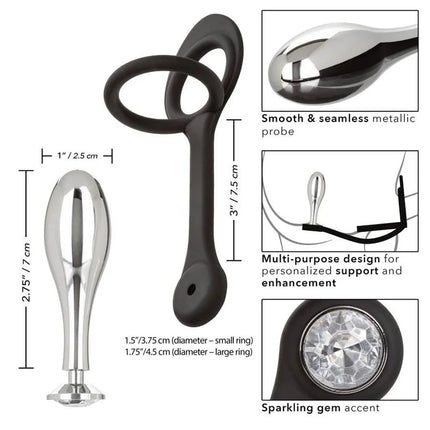 Calexotics star fucker teardrop plug analplug aus schwarzem und chrommetal mit funkelndem stein akzent