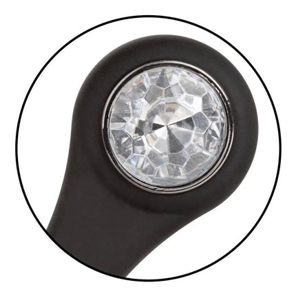 Calexotics star fucker teardrop plug schwarzer silikongriff mit klarem facettiertem kristall und silberring