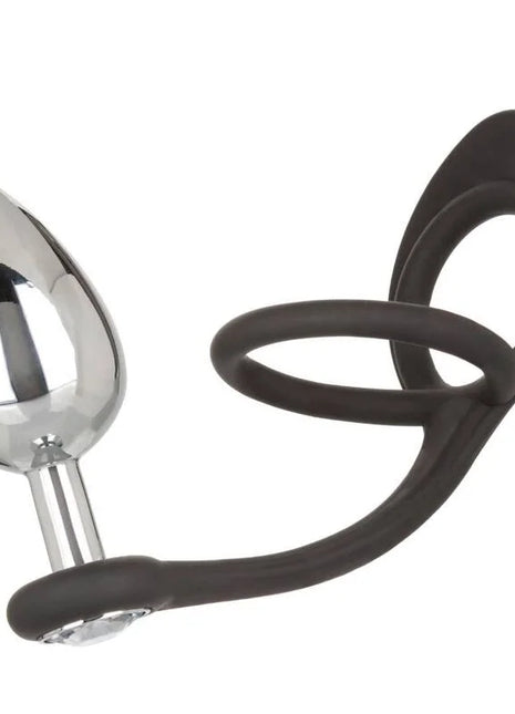 Calexotics star fucker xl teardrop plug silberner metallischer analplug mit schwarzem silikonring und griff
