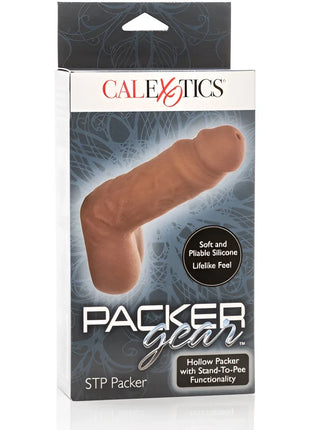 Calexotics steht zum pee packer braun ist ein hohles silikonpacker mit stand-to-pee funktion und weicher textur