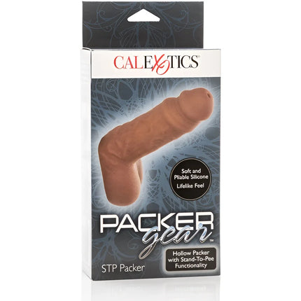 Calexotics steht zum pee packer braun ist ein hohles silikonpacker mit stand-to-pee funktion und weicher textur