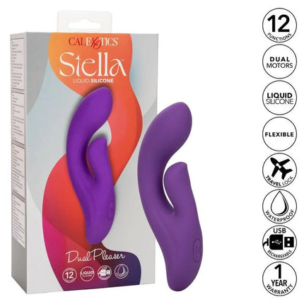 Violettes dualmotor lustgerät aus silikon von calexotics mit zwei motoren für intensives vergnügen