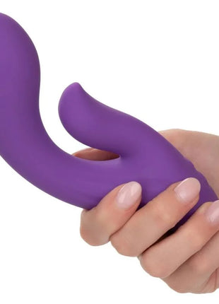 CaleXotics stella dual pleaser violett silicone vibratory toy with curved ergonomic design and secondary protruding element