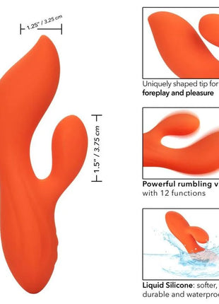 Vibrationsspielzeug calexotics stella dual teaser orange mit weichem flüssig silikon in leuchtendem orange und einzigartigem doppeltippdesign