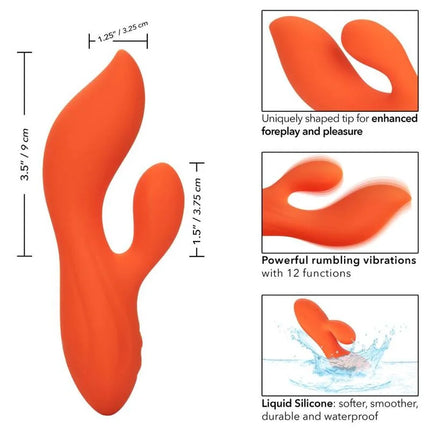 Vibrationsspielzeug calexotics stella dual teaser orange mit weichem flüssig silikon in leuchtendem orange und einzigartigem doppeltippdesign