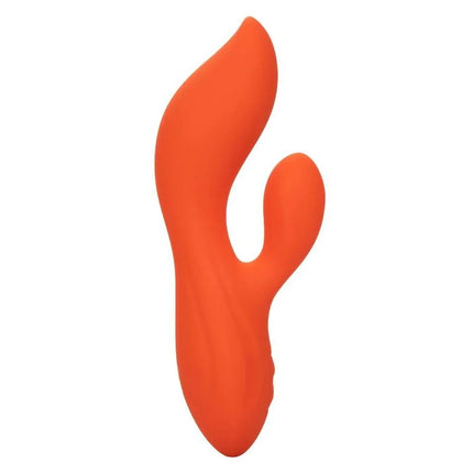 Vibrant orange silikon erwachsenen spielzeug mit zwei abgerundeten hervorhebungen ergonomisches design von calexotics stella dual teaser