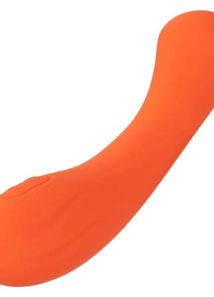 Vibranter oranger silikonvibrator stella g-wand von CalExotics mit glattem, gebogenem Design und dezenter Buttonvertiefung