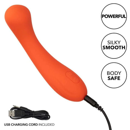 Calexotics stella g-wand orange vibrierendes spielzeug mit schlankem, gebogenem design aus orangefarbenem silikon