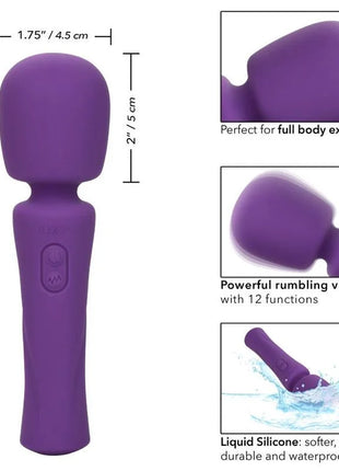 Calexotics stella massager violett silikon wand mit abgerundetem kopf und texturiertem griff mit ovalem knopfe