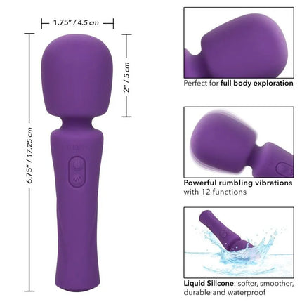 Calexotics stella massager violett silikon wand mit abgerundetem kopf und texturiertem griff mit ovalem knopfe