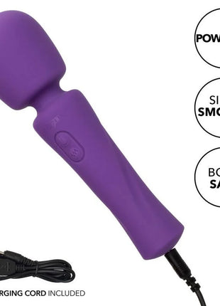 Purple silikonummantelter wand-vibrator mit usb-ladekabel von calexotics stella massager violett