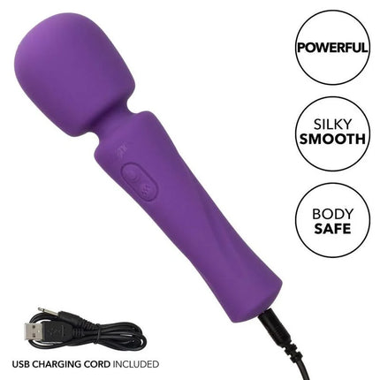 Purple silikonummantelter wand-vibrator mit usb-ladekabel von calexotics stella massager violett