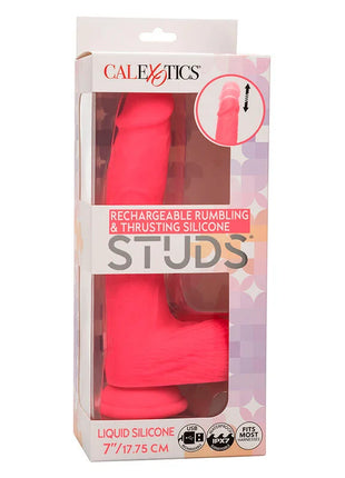Rozen pink rechargeable silicone realistischer vibrator mit 10 vibrationsstufen und rumbly thrusting funktion