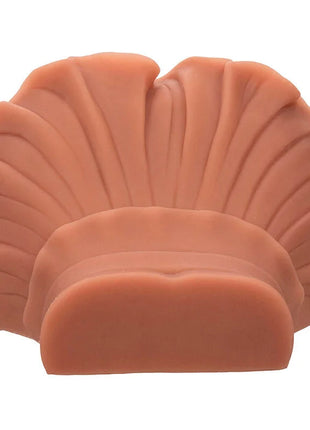 Terrakottafarbener, muschelförmiger, weicher plüschkissen mit radialen rillen zum thema calexotics the homecoming queen doppelt realistischer masturabtor karamell