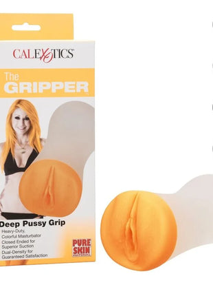 Oranger und transparenter silikon tiefer pussy-griff masturbator von CalExotics für intensive stimulation