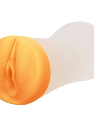 Oranges silikon erwachsenen toy mit transluzent weißer basis von CalExotics tiefer pussy-griff sichtbar von hinten