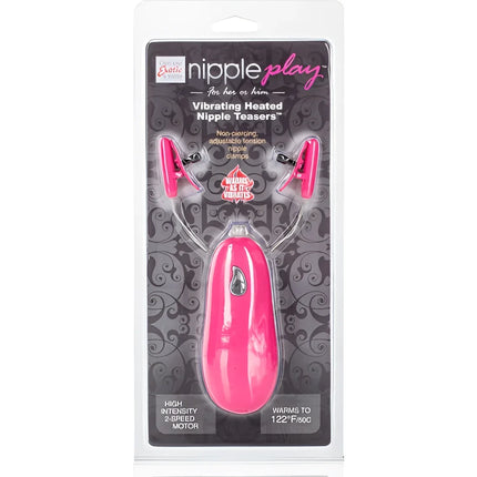 Pink vibrierende beheizte nipple-teaser von calexotics in klarer plastikverpackung angezeigt