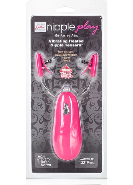 Pink vibrierende beheizte nipple-teaser von calexotics in klarer plastikverpackung angezeigt